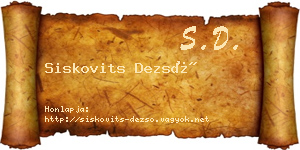 Siskovits Dezső névjegykártya